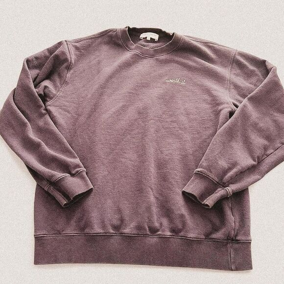 maison labiche Tops - Maison Labiche Blue “Worth It” Crewneck | French Minimalist / Soft Grunge Luxe S